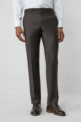  Koyu Kahve 7 Drop Slim Fit Dar Kesim Yünlü Flanel Klasik Pantolon