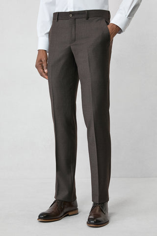  Koyu Kahve 7 Drop Slim Fit Dar Kesim Yünlü Flanel Klasik Pantolon