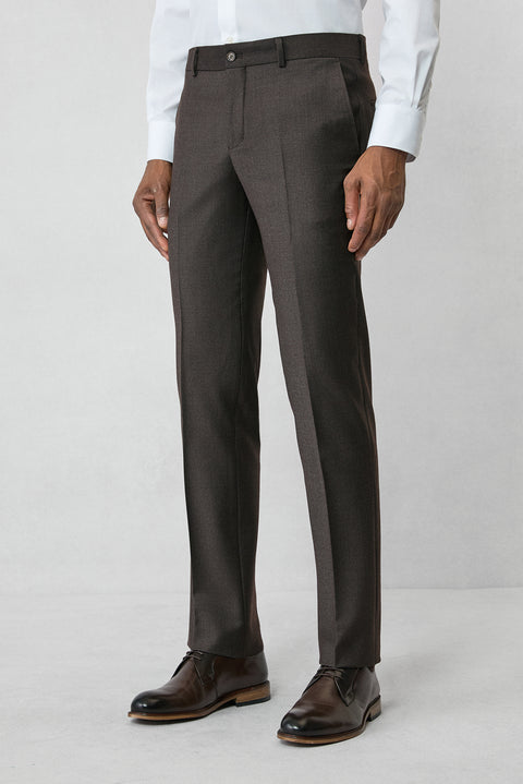 Koyu Kahve 6 Drop Regular Fit Standart Kesim Yünlü Flanel Klasik Pantolon