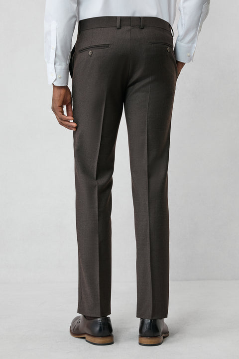 Koyu Kahve 6 Drop Regular Fit Standart Kesim Yünlü Flanel Klasik Pantolon