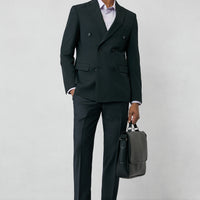 Dark Anthracite 6 Drop Regular Fit Standard Cut Wool Flannel Classic Trousers