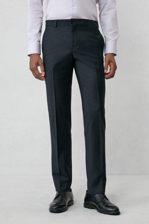 Dark Anthracite 6 Drop Regular Fit Standard Cut Wool Flannel Classic Trousers
