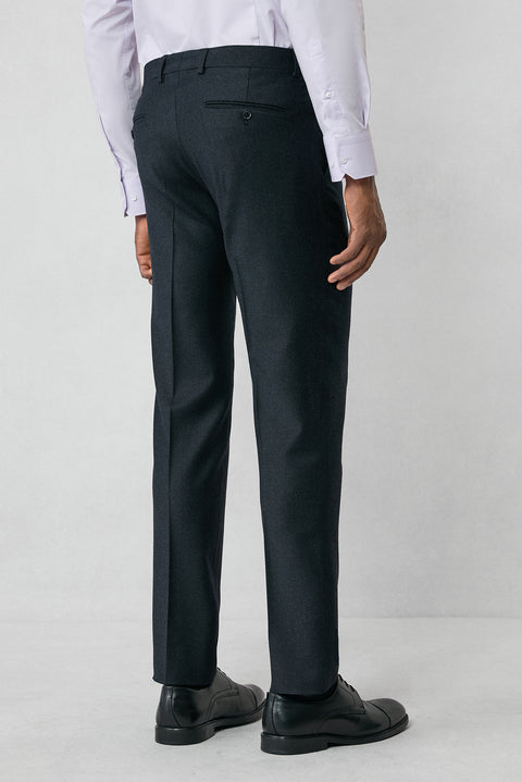 Dark Anthracite 6 Drop Regular Fit Standard Cut Wool Flannel Classic Trousers