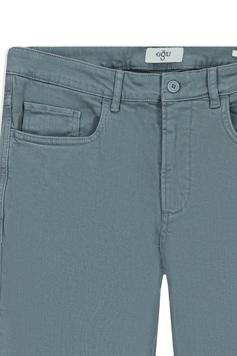 Koyu Mavi  7 Drop Slim Fit Dar Kesim Likralı Esnek Kanvas / Chino Pantolon