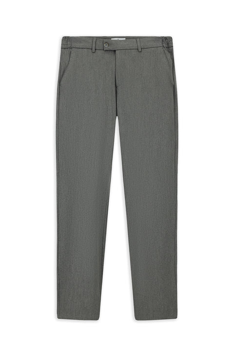 Orta Gri 7 Drop Slim Fit Dar Kesim Beli Lastikli Pamuklu Kanvas / Chino Pantolon