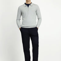 Orta Lacivert 7 Drop Slim Fit Dar Kesim Beli Lastikli Pamuklu Kanvas / Chino Pantolon