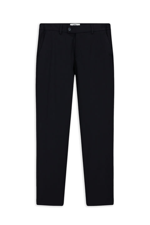 Orta Lacivert Slim Fit Dar Kesim Beli Lastikli Pamuklu Kanvas / Chino Pantolon
