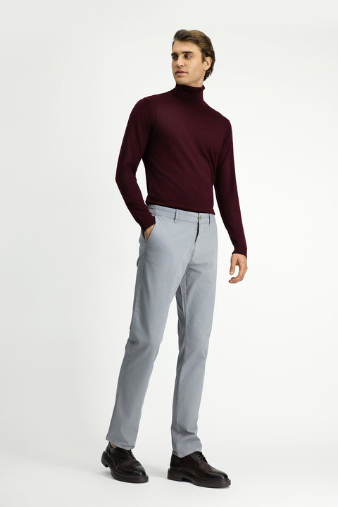 Orta Gri 7 Drop Slim Fit Dar Kesim Likralı Kanvas / Chino Pantolon