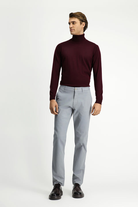 Orta Gri 7 Drop Slim Fit Dar Kesim Likralı Kanvas / Chino Pantolon