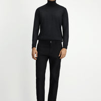 Siyah Slim Fit Dar Kesim Likralı Desenli Kanvas / Chino Pantolon