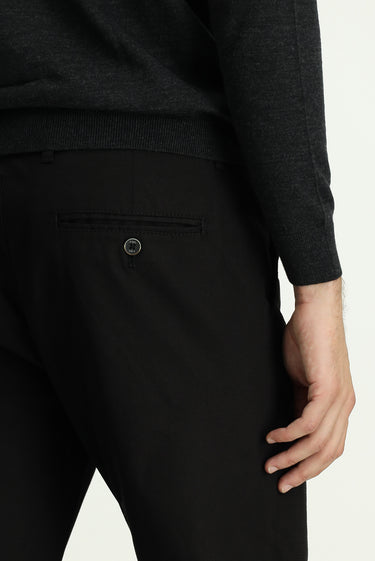 Siyah Slim Fit Dar Kesim Likralı Desenli Kanvas / Chino Pantolon