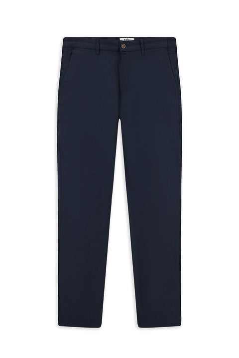 Orta Lacivert 7 Drop Slim Fit Dar Kesim Likralı Desenli Kanvas / Chino Pantolon