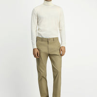 Açık Vizon Slim Fit Dar Kesim Likralı Desenli Kanvas / Chino Pantolon