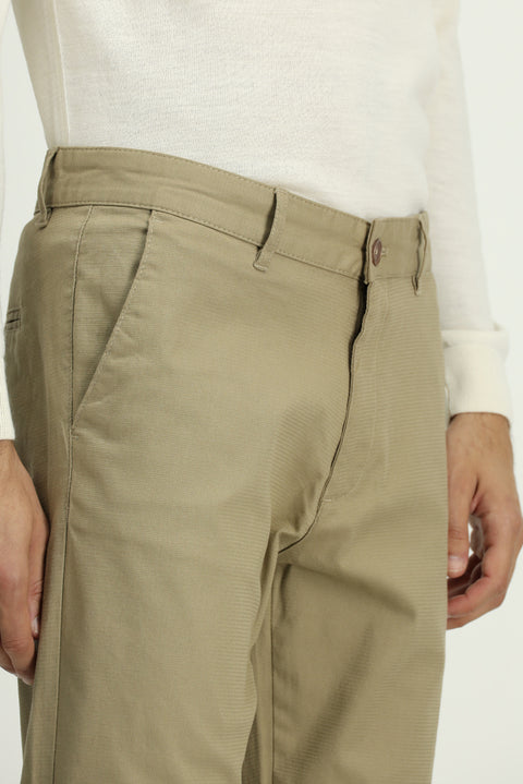 Açık Vizon 7 Drop Slim Fit Dar Kesim Likralı Desenli Kanvas / Chino Pantolon