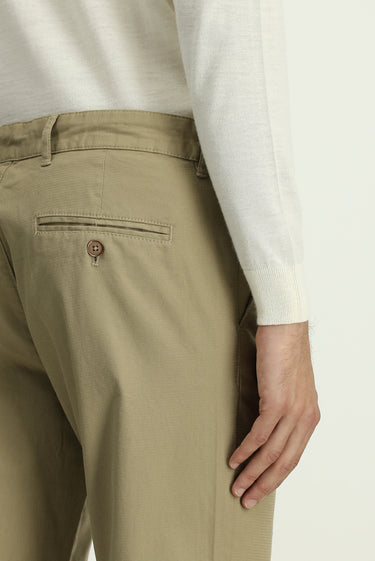 Açık Vizon Slim Fit Dar Kesim Likralı Desenli Kanvas / Chino Pantolon