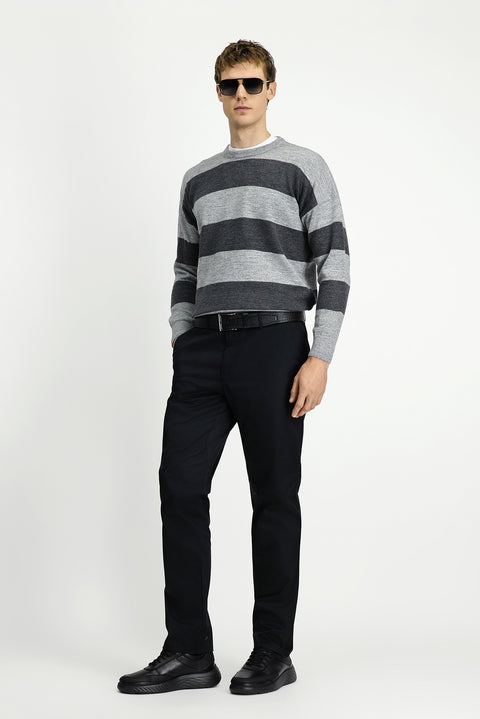 Siyah 4 Drop Relaxed Fit Rahat Kesim Likralı Kanvas / Chino Pantolon