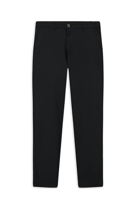 Siyah Relaxed Fit Rahat Kesim Likralı Kanvas / Chino Pantolon