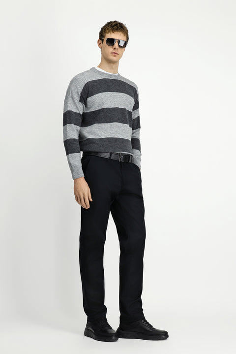 Siyah 4 Drop Relaxed Fit Rahat Kesim Likralı Kanvas / Chino Pantolon