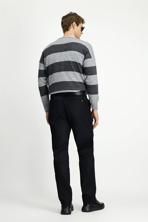 Siyah 4 Drop Relaxed Fit Rahat Kesim Likralı Kanvas / Chino Pantolon