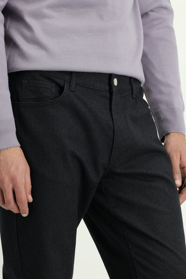 Koyu Antrasit Regular Fit Likralı Kanvas / Chino Pantolon