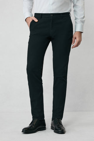  Siyah 7 Drop Slim Fit Dar Kesim Yan Cepli Likralı Kanvas / Chino Pantolon