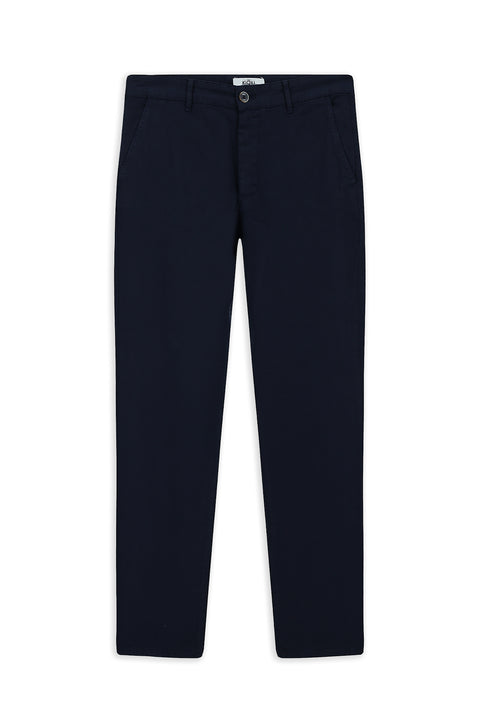 Orta Lacivert 7 Drop Slim Fit Dar Kesim Yan Cepli Likralı Kanvas / Chino Pantolon