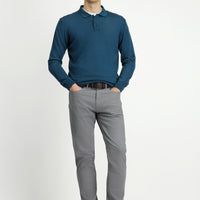 Orta Gri 7 Drop Slim Fit Dar Kesim Likralı Kanvas / Chino Pantolon