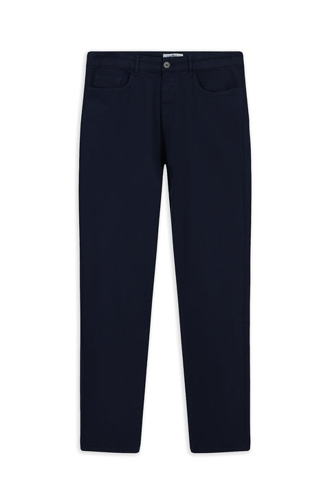 Orta Lacivert 7 Drop Slim Fit Dar Kesim Likralı Kanvas / Chino Pantolon