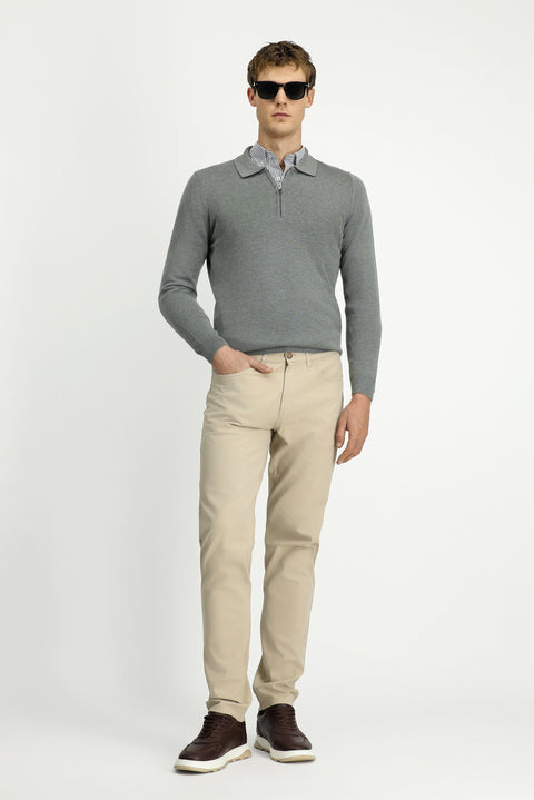 Açık Vizon 7 Drop Slim Fit Dar Kesim Likralı Kanvas / Chino Pantolon