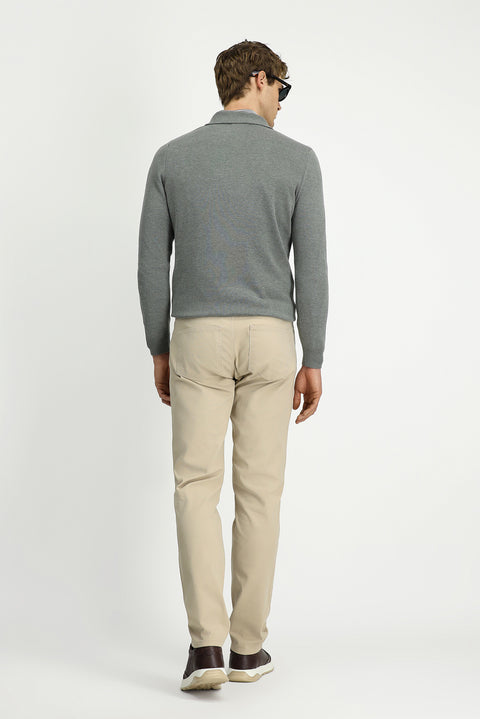 Açık Vizon 7 Drop Slim Fit Dar Kesim Likralı Kanvas / Chino Pantolon