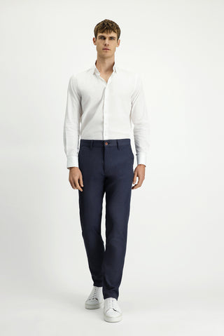  Koyu Lacivert Regular Fit Likralı Kanvas / Chino Pantolon