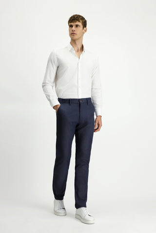  Koyu Lacivert Regular Fit Likralı Kanvas / Chino Pantolon