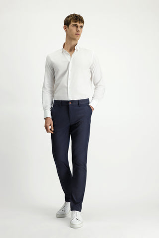  Koyu Lacivert Regular Fit Likralı Kanvas / Chino Pantolon