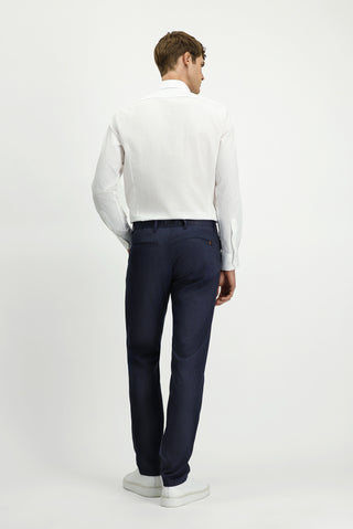  Koyu Lacivert Regular Fit Likralı Kanvas / Chino Pantolon