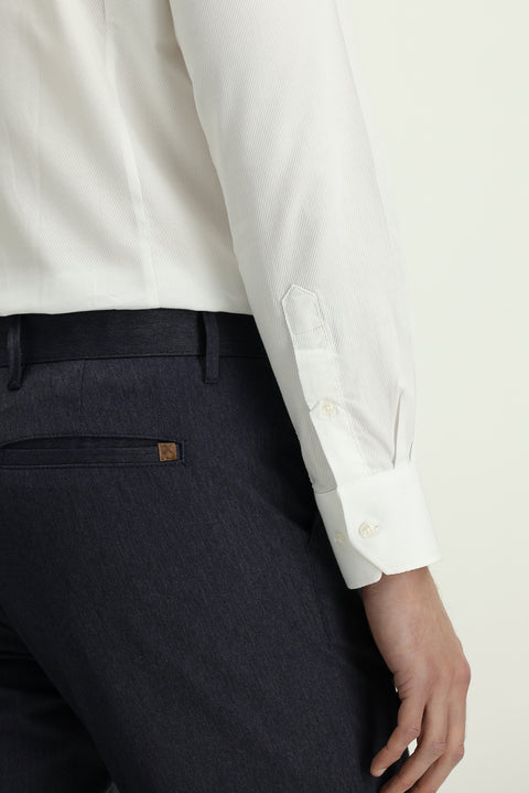 Koyu Lacivert Regular Fit Standart Kesim Likralı Kanvas / Chino Pantolon