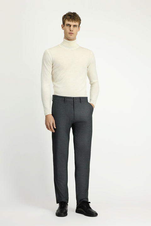 Koyu Füme 6 Drop Regular Fit Standart Kesim Likralı Kanvas / Chino Pantolon