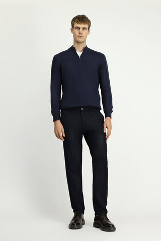  Orta Lacivert Regular Fit Likralı Kanvas / Chino Pantolon