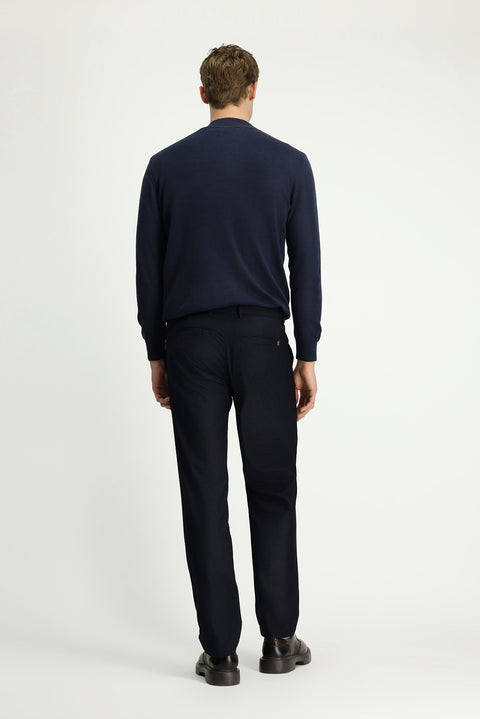 Orta Lacivert 6 Drop Regular Fit Standart Kesim Likralı Kanvas / Chino Pantolon