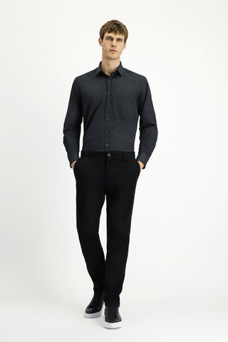  Siyah Relaxed Fit Rahat Kesim Likralı Kanvas / Chino Pantolon