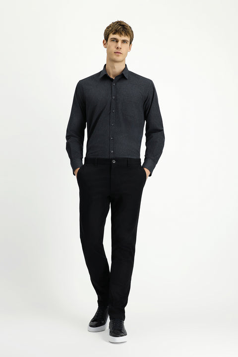 Siyah 7 Drop Slim Fit Dar Kesim Likralı Kanvas / Chino Pantolon