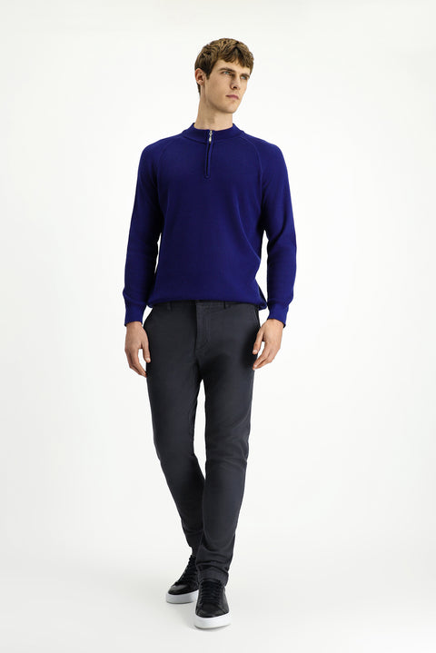 Orta Gri 7 Drop Slim Fit Dar Kesim Likralı Kanvas / Chino Pantolon