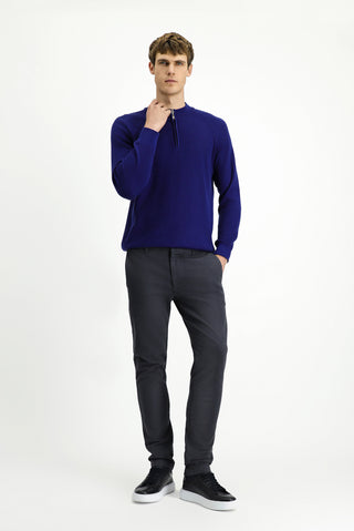  Orta Gri Slim Fit Dar Kesim Likralı Kanvas / Chino Pantolon