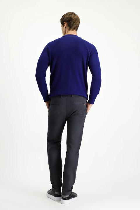 Orta Gri Relaxed Fit Rahat Kesim Likralı Kanvas / Chino Pantolon