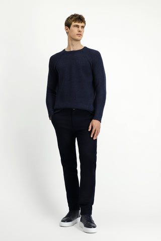  Koyu Lacivert Relaxed Fit Rahat Kesim Likralı Kanvas / Chino Pantolon