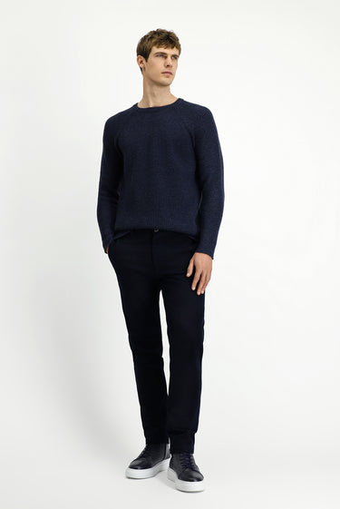 Koyu Lacivert Slim Fit Dar Kesim Likralı Kanvas / Chino Pantolon