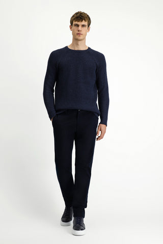  Koyu Lacivert 7 Drop Slim Fit Dar Kesim Likralı Kanvas / Chino Pantolon