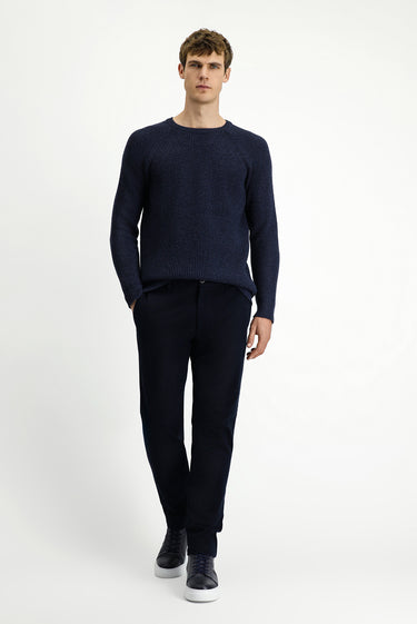 Koyu Lacivert Slim Fit Dar Kesim Likralı Kanvas / Chino Pantolon