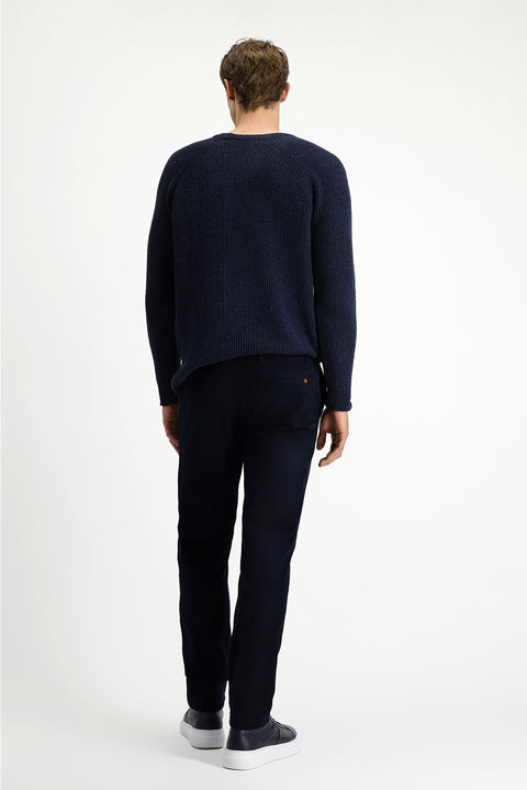Dark Navy Blue Slim Fit Stretch Canvas / Chino Trousers