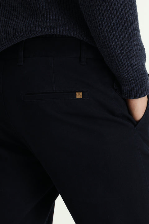 Koyu Lacivert 7 Drop Slim Fit Dar Kesim Likralı Kanvas / Chino Pantolon