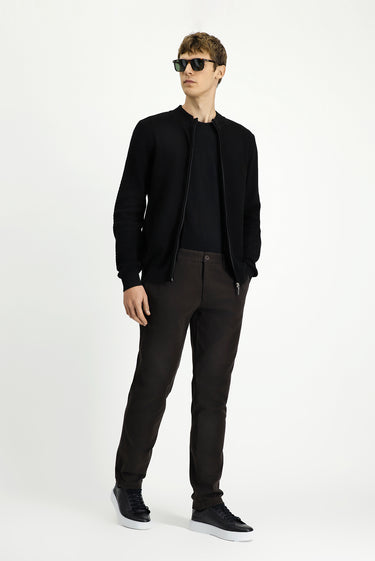Orta Kahve Slim Fit Dar Kesim Likralı Kanvas / Chino Pantolon